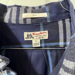 J. Crew Navy and Light Blue Checkered Shirt